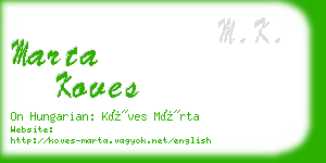 marta koves business card